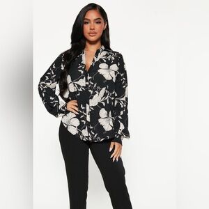 Fashion Nova Floral Emotions Top - Black/combo